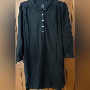 GAP Black Denim Midi Shirt Dress